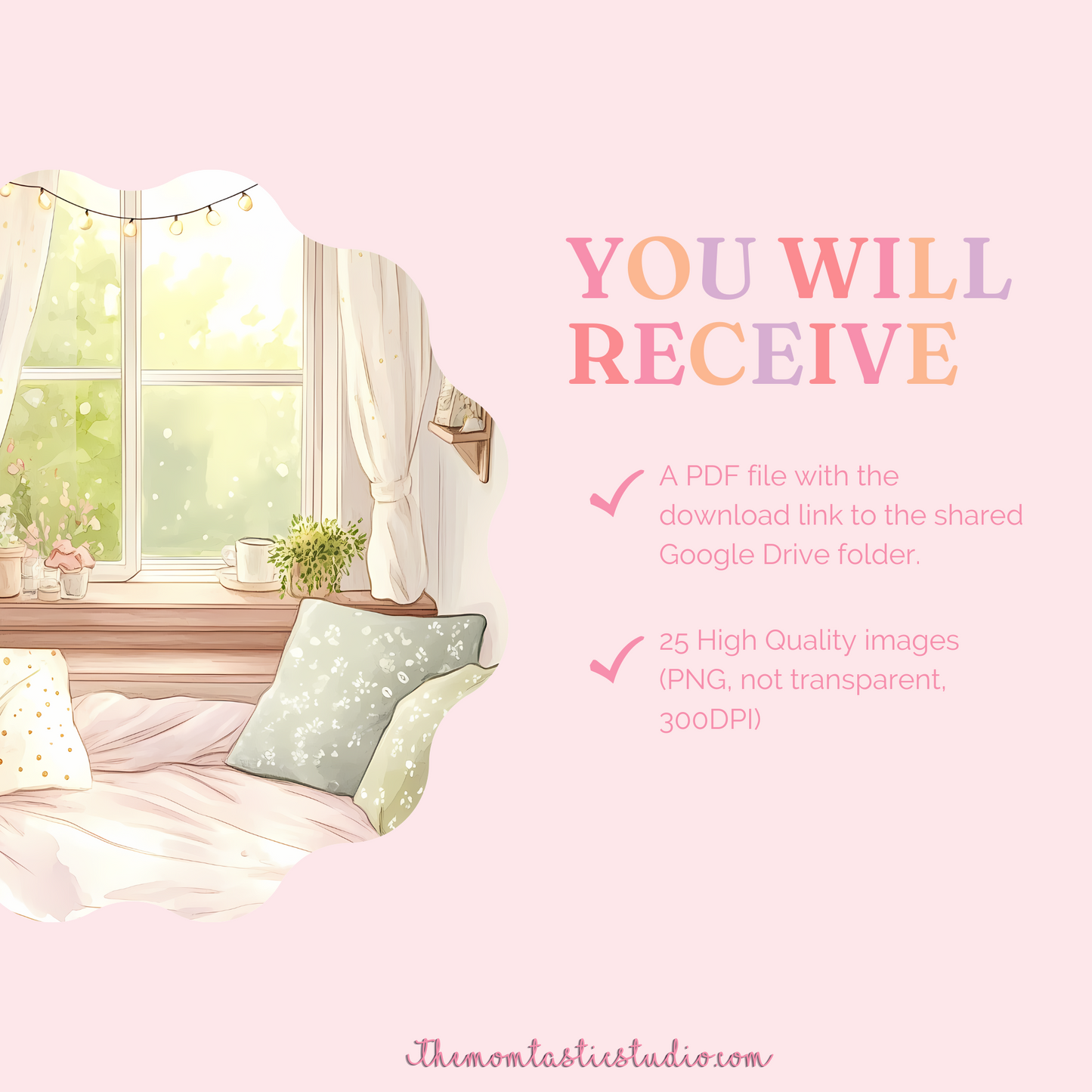 Cozy Room Watercolor Illustration Set - 300 DPI – Instant Download – Commercial Use