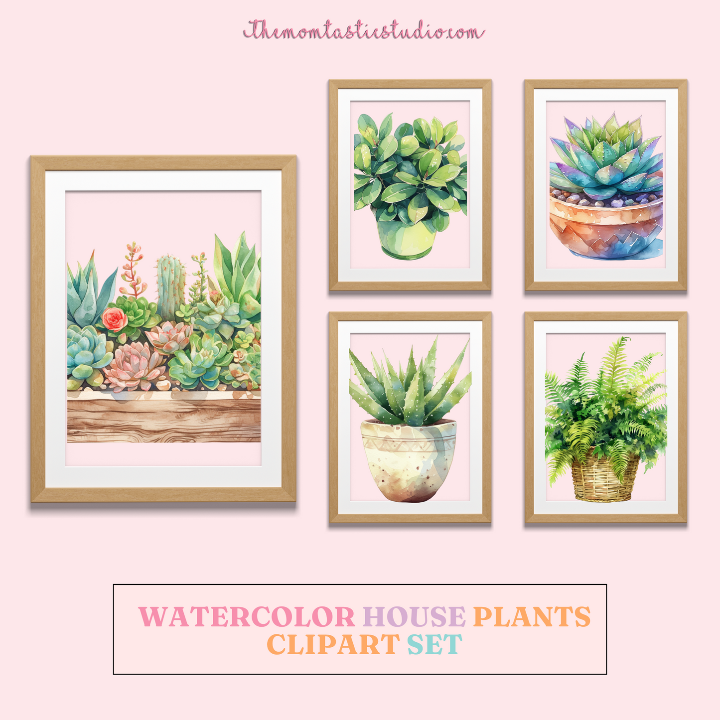 Watercolor House Plants – Clipart Set - Planner Sticker - High-Quality PNG - Transparent Background - Commercial Use