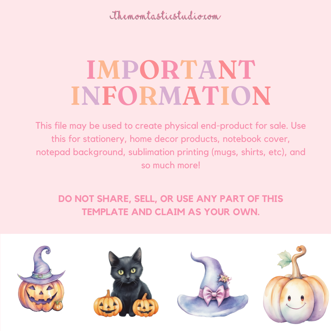 Halloween Pastel Watercolor Cliparts – High-Quality PNG - Transparent Background - Commercial Use