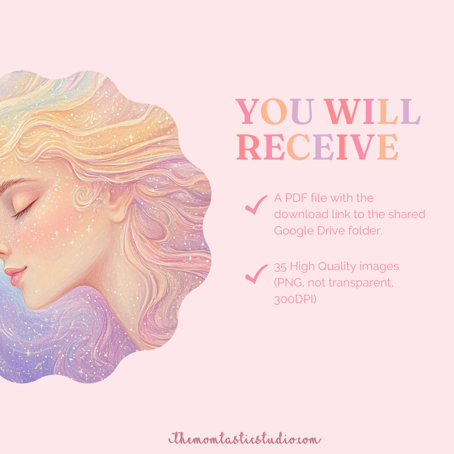 Cosmic Muse Illustration Set - 300 DPI – Instant Download – Commercial Use