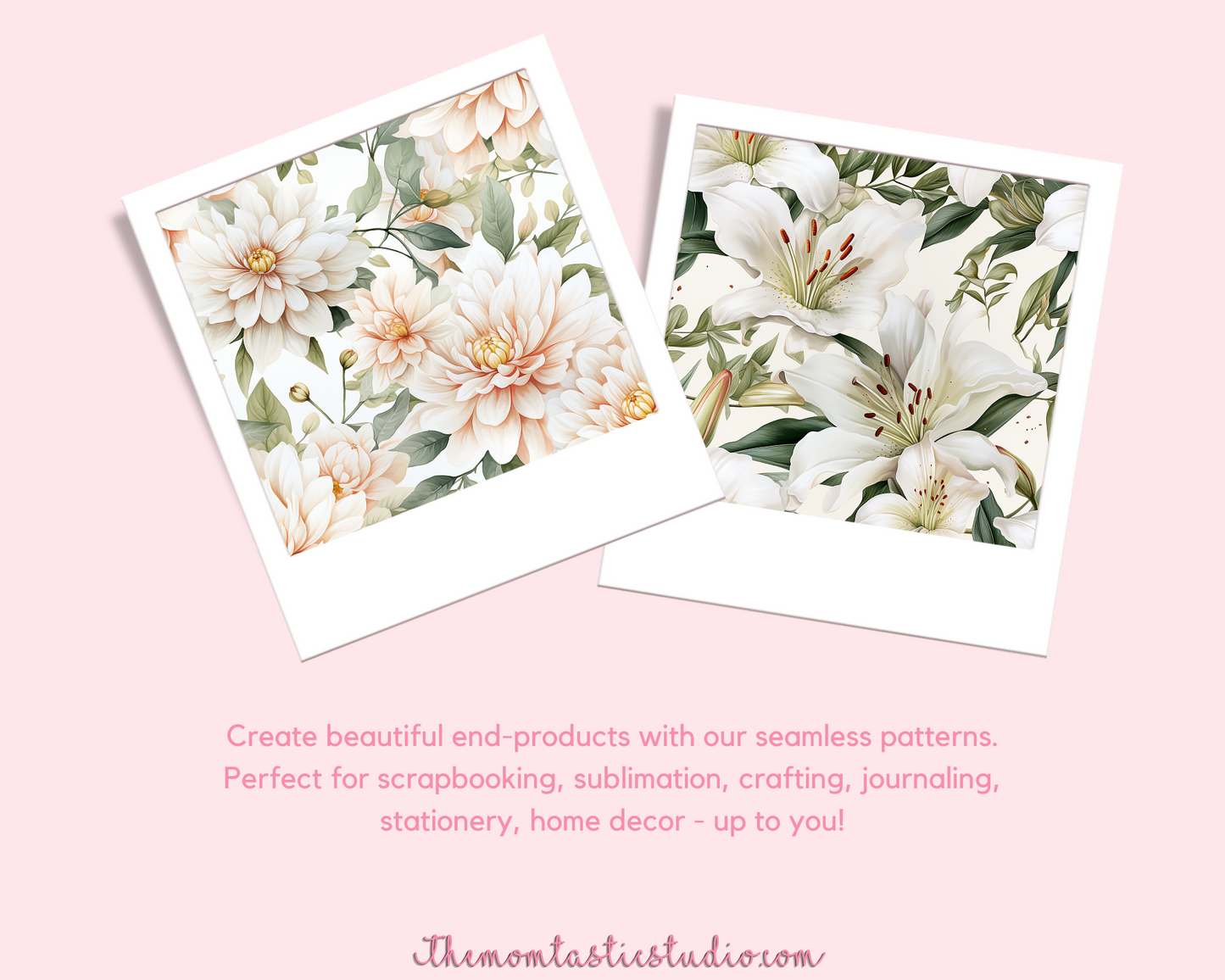 White Watercolor Floral Seamless Pattern, Watercolor Pattern for Commercial Use