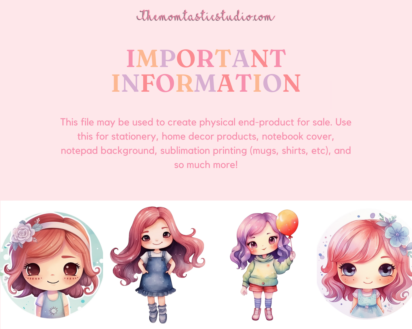 Cute Little Chibi Girls – High-Quality PNG - Transparent Background - Commercial Use