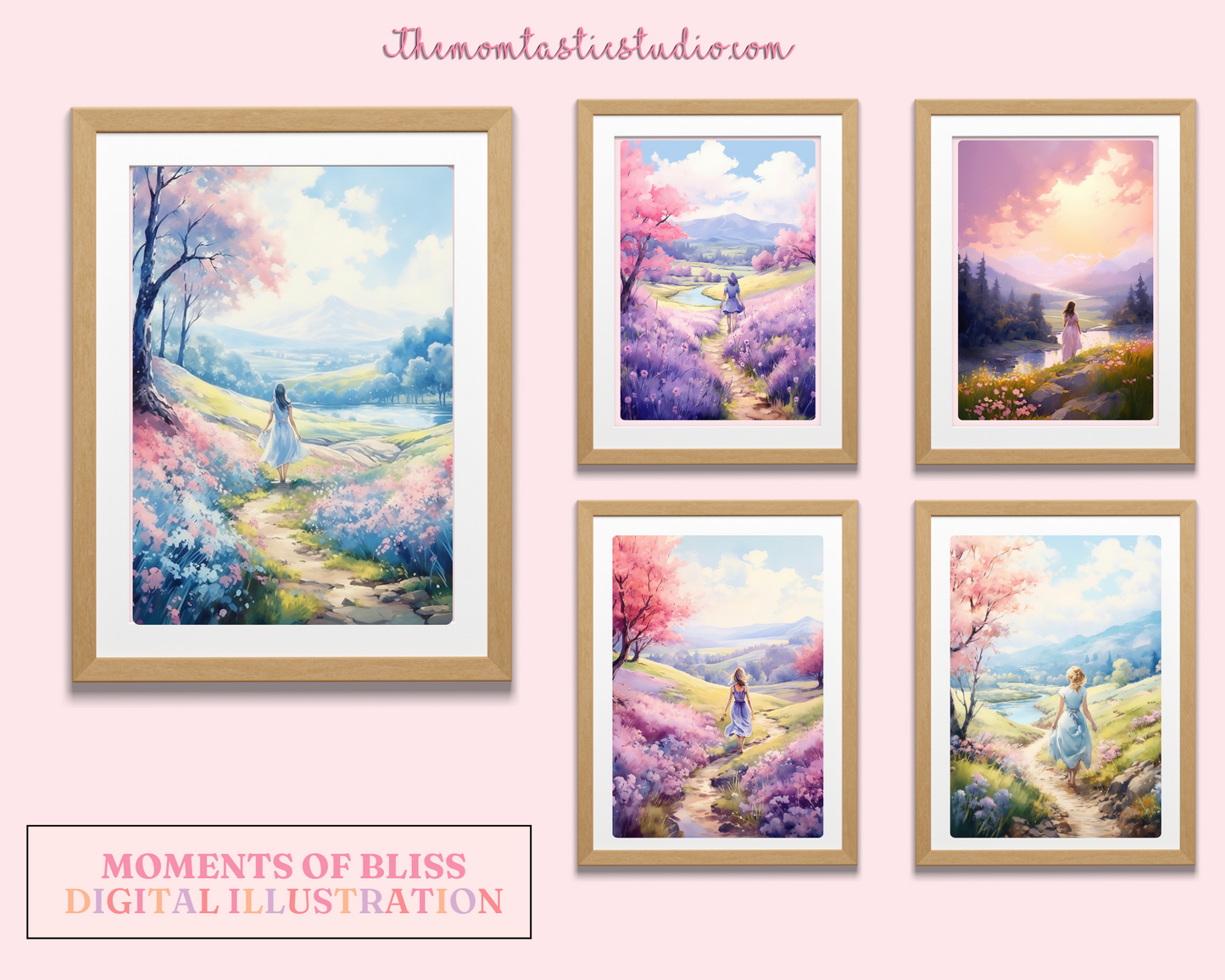 Moments of Bliss - Watercolor Digital Illustration - 300 DPI - Commercial Use - Instant Download