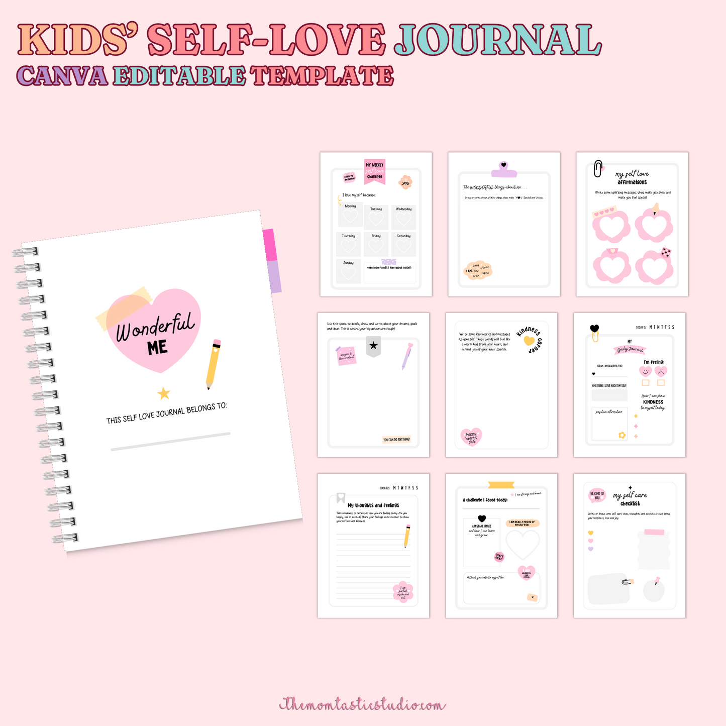 Kids Mental Health Journal Canva Editable Templates – Instant Download – Printable / Editable