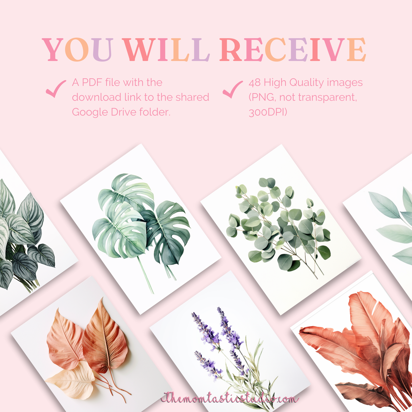 Serene Leaves Illustration Set - 300 DPI – Instant Download – Commercial Use