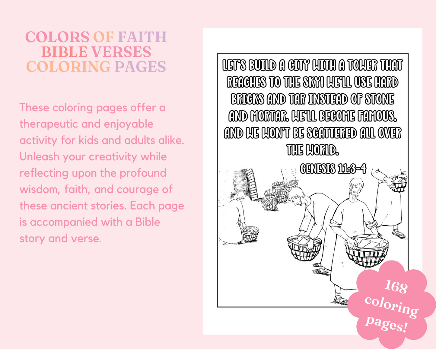 Colors of Faith - Bible Stories Coloring Pages – Digital Template - Commercial License