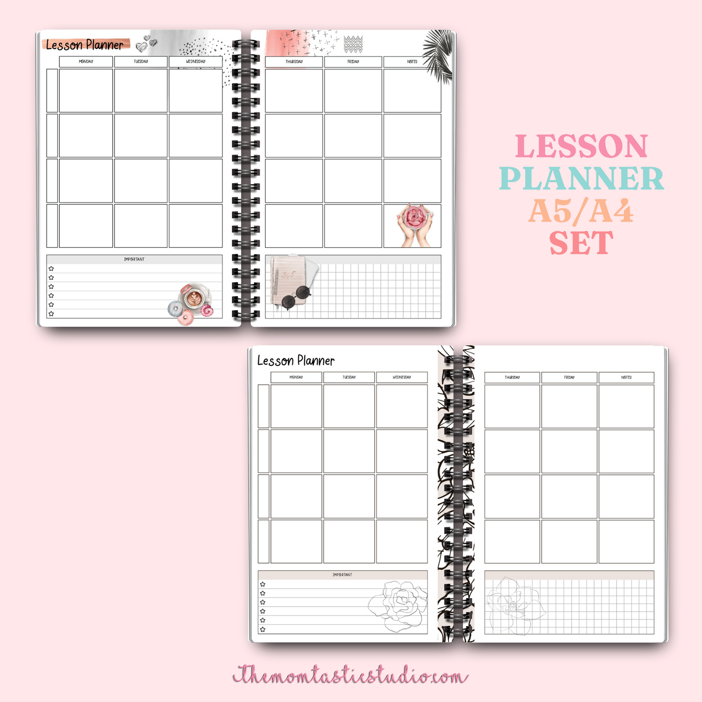 Lesson Planner Spread - PDF File Only (A5/A4) - Commercial Use