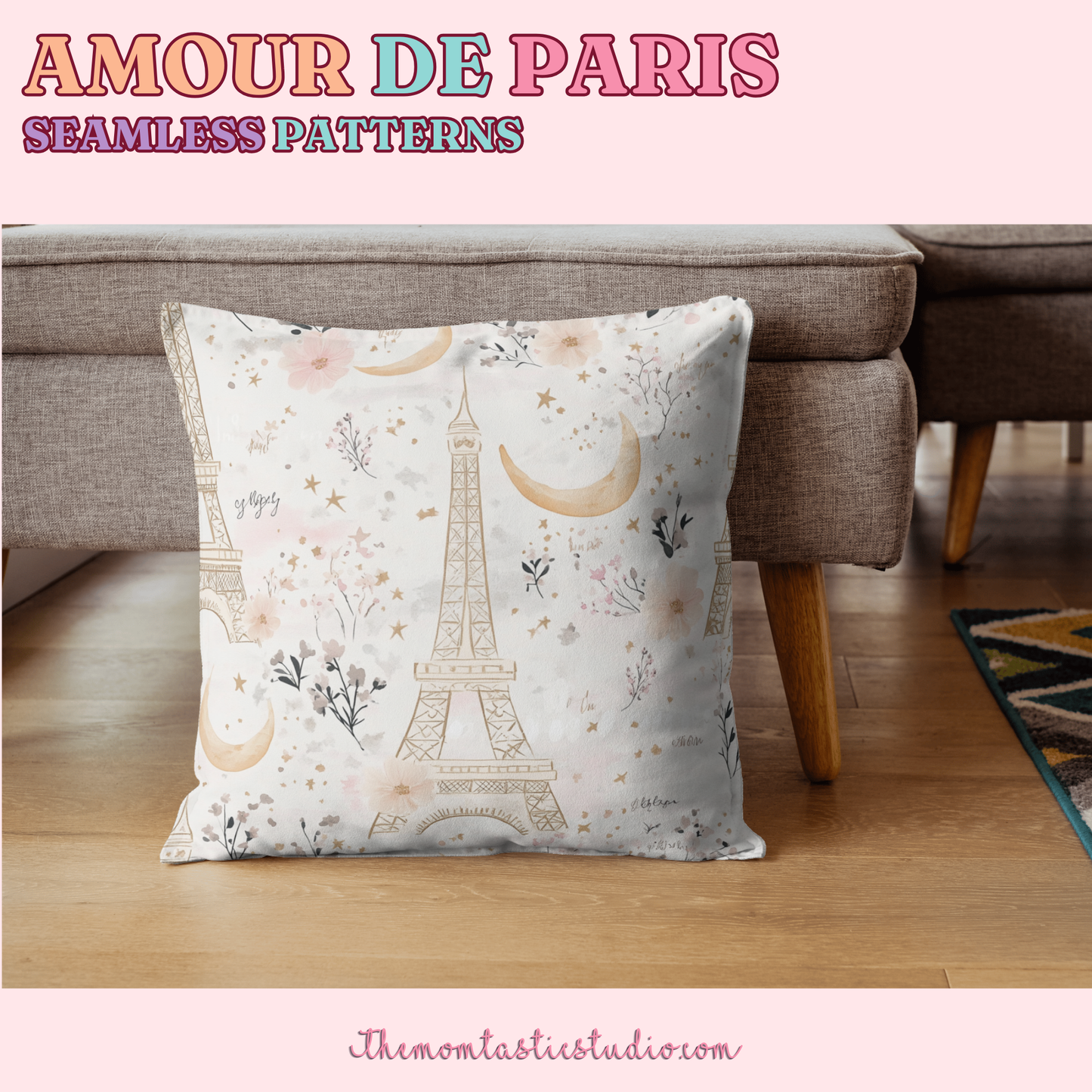 Amour de Paris Seamless Patterns for Commercial Use, Digital Paper - 300 DPI