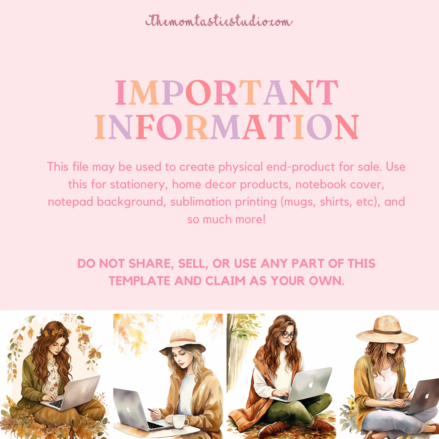 Work from Home Boho Style Digital Illustration 300DPI – Instant Download – Commercial Use