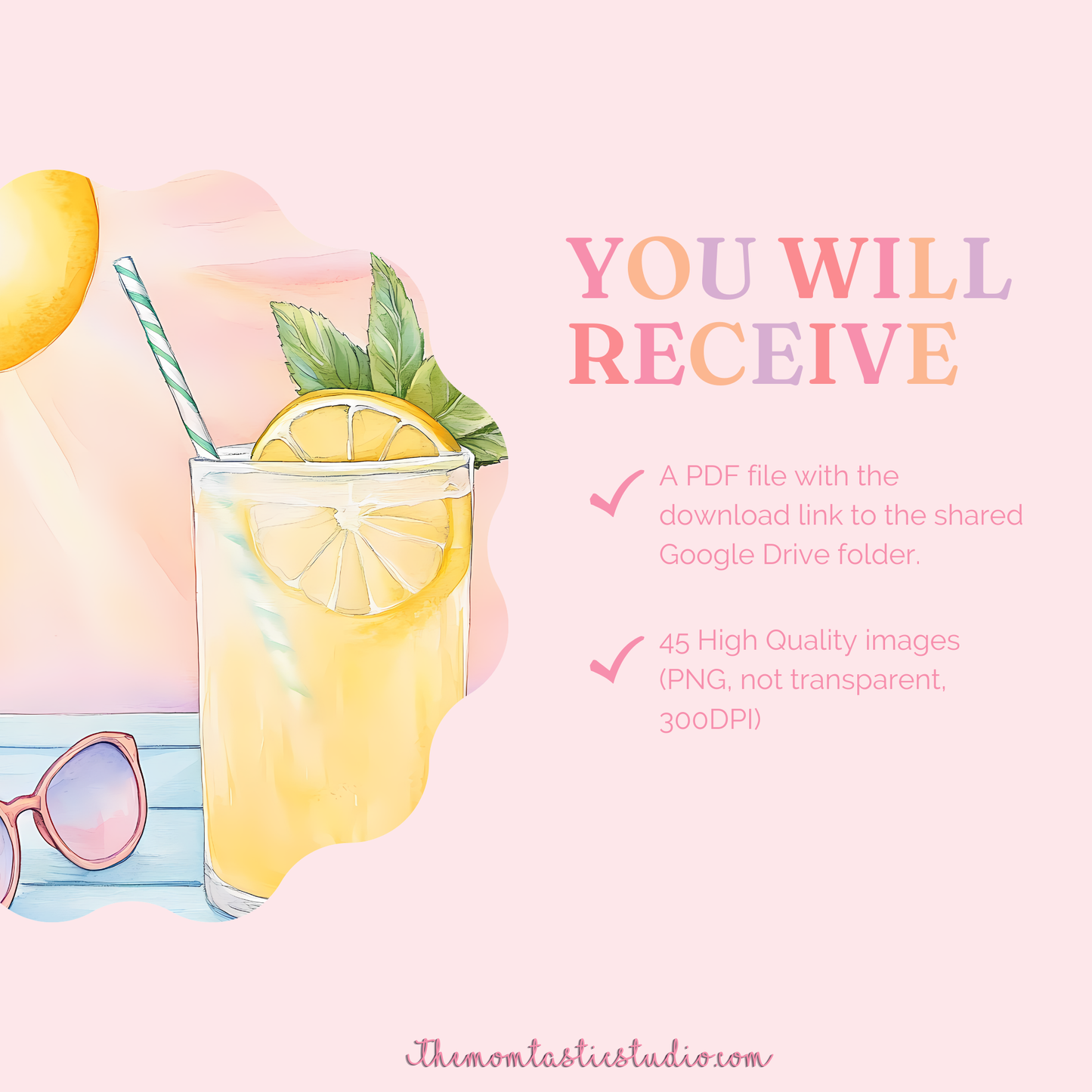 Lemonade Days Illustration Set - 300 DPI – Instant Download – Commercial Use