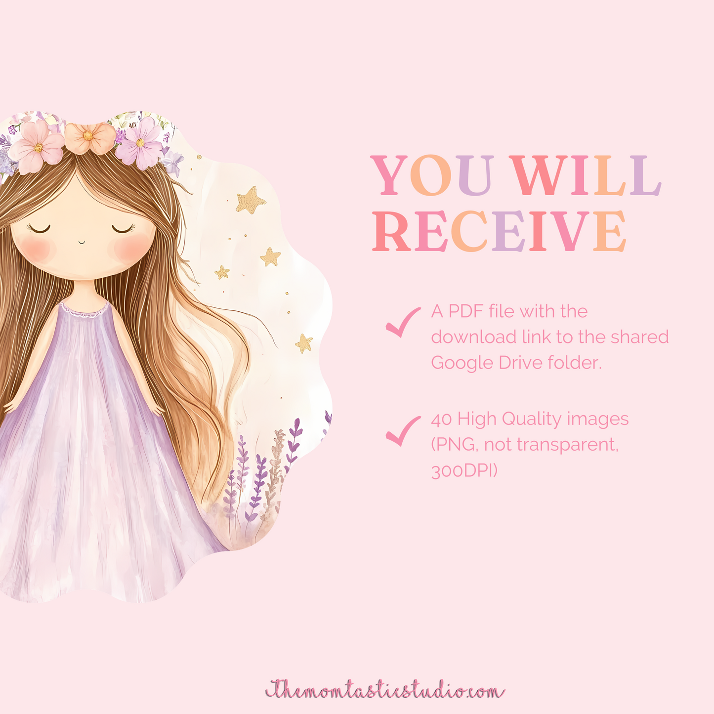 Blossom Belle Illustration Set - 300 DPI – Instant Download – Commercial Use