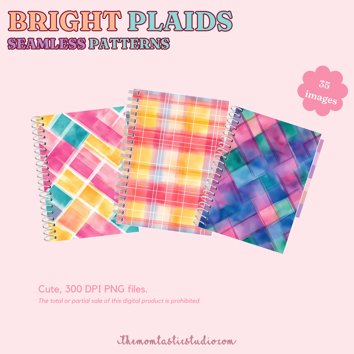 Bright Plaids Seamless Patterns for Commercial Use, Digital Paper - 300 DPI