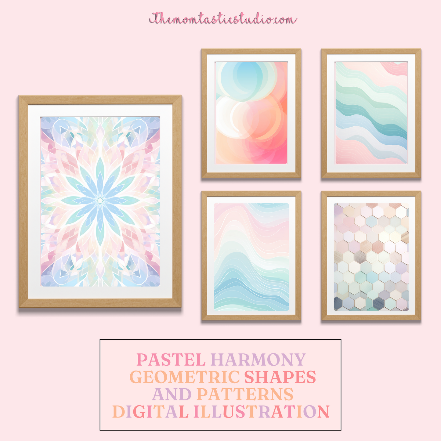 Pastel Harmony Geometric Shapes and Patterns Digital Illustration Pack - Commercial Use