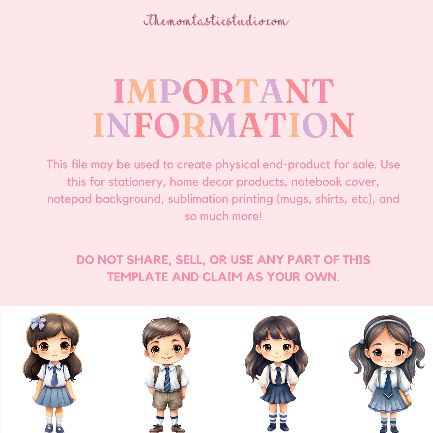 Cute Chibi Kids in School Uniform Cliparts – High-Quality PNG - Transparent Background - Commercial Use