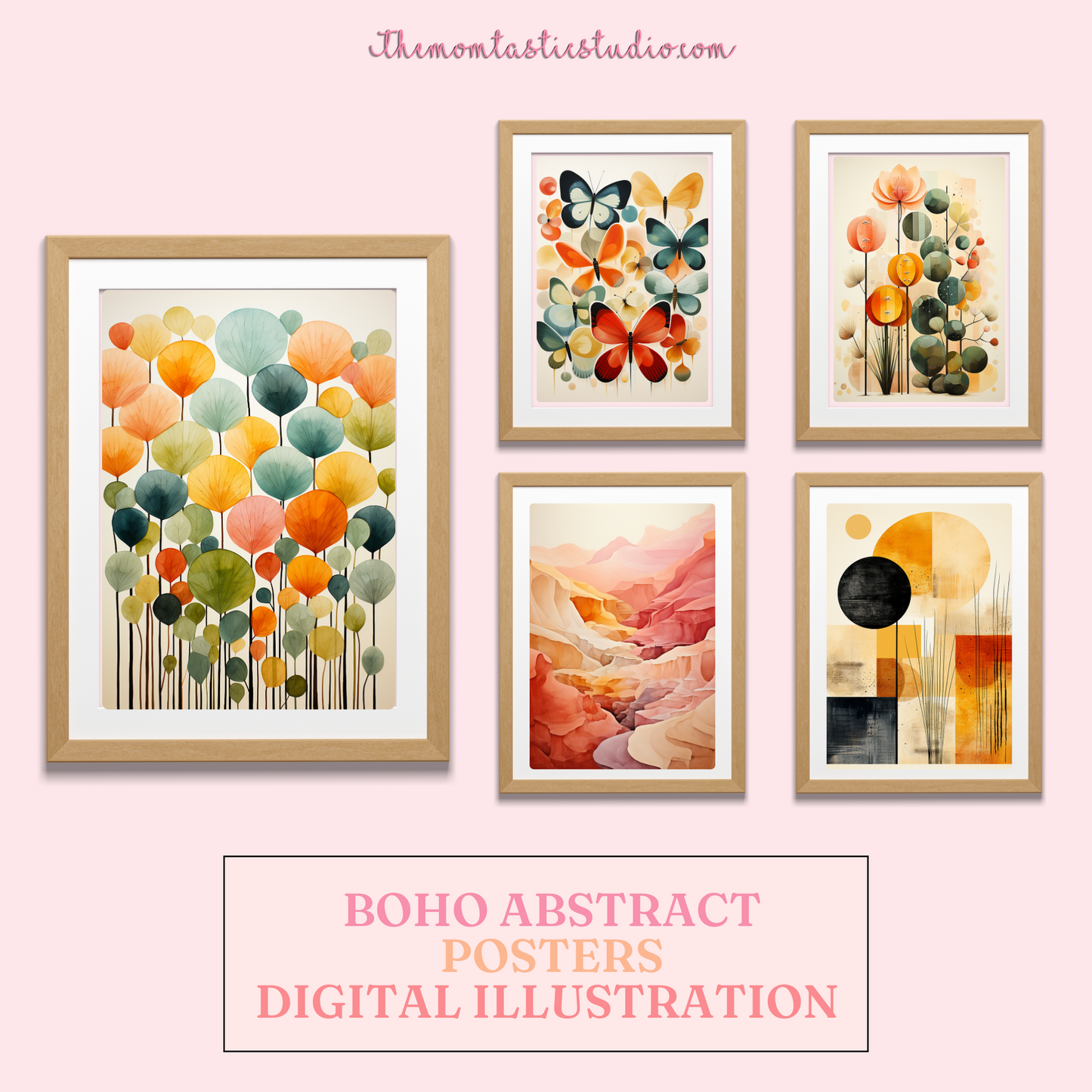 Boho Abstract Poster Digital Illustration 300DPI – Instant Download – Commercial Use