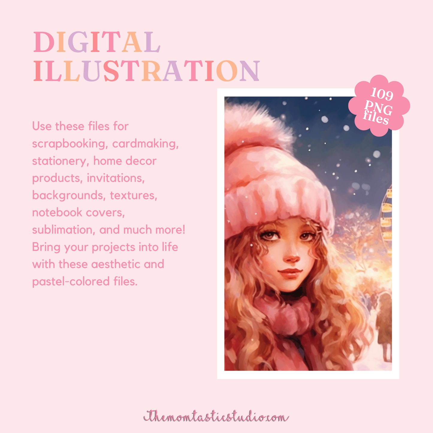 Magical Christmas - Watercolor Digital Illustration - 300 DPI - Commercial Use - Instant Download