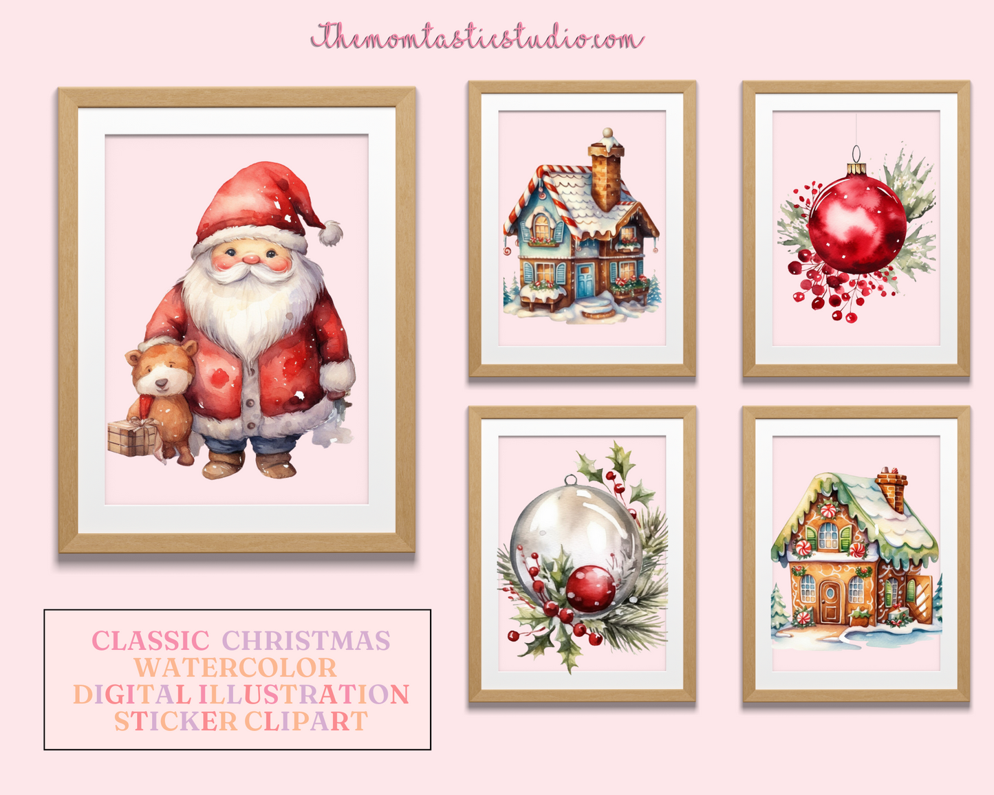 Classic Christmas Watercolor Cliparts – High-Quality PNG - Transparent Background - Commercial Use