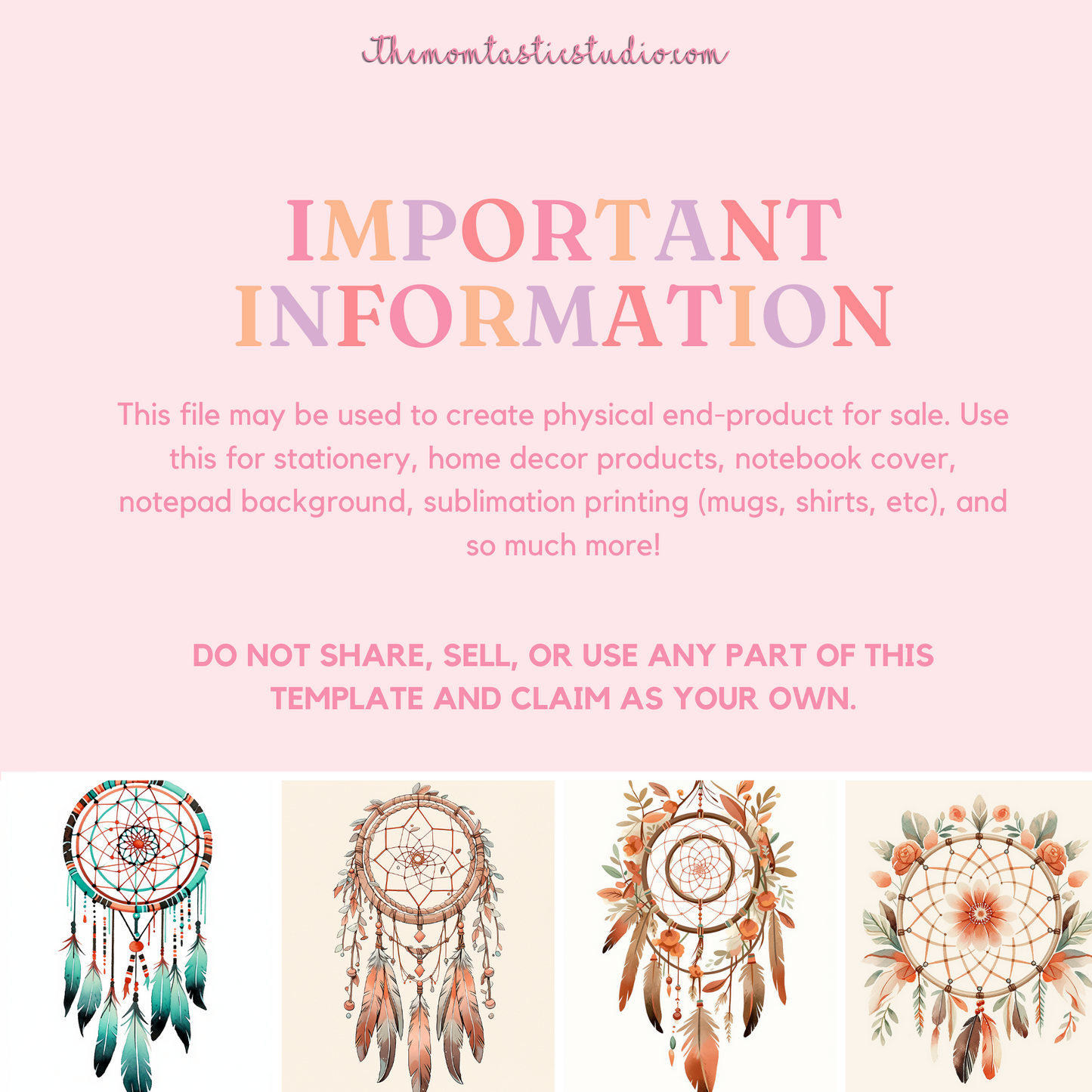 Boho Dreamcatcher Digital Illustration 300DPI – Instant Download – Commercial Use