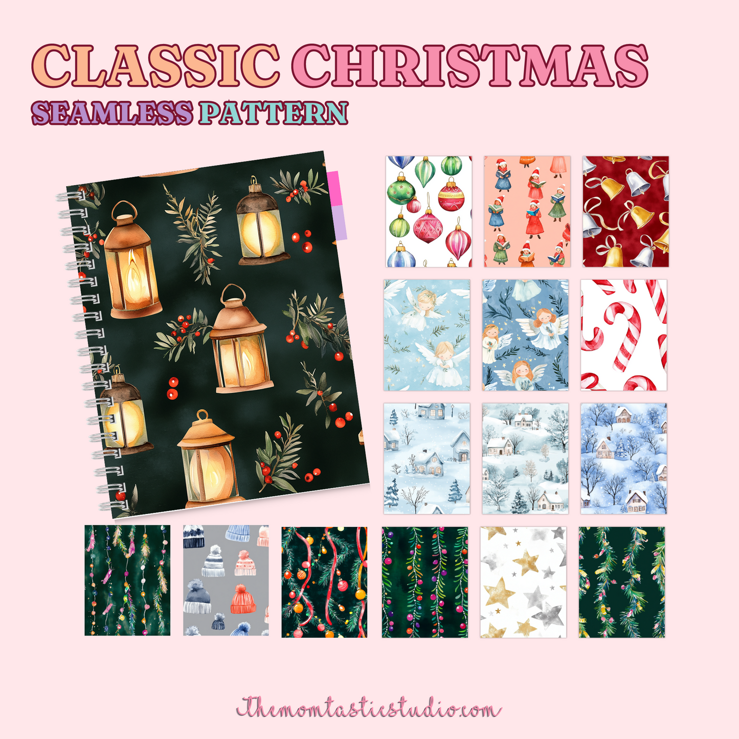 Classic Christmas Seamless Pattern for Commercial Use, Digital Paper - 300 DPI