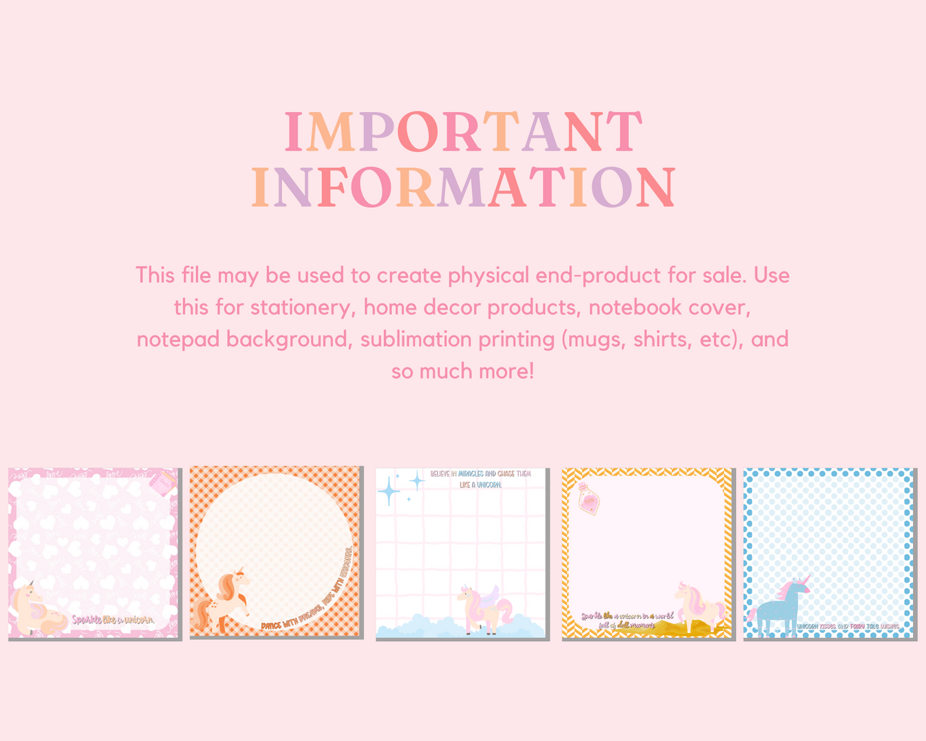 Unicorn Themed Notepads Canva Editable Template (3x5 x 3.5in) Comm