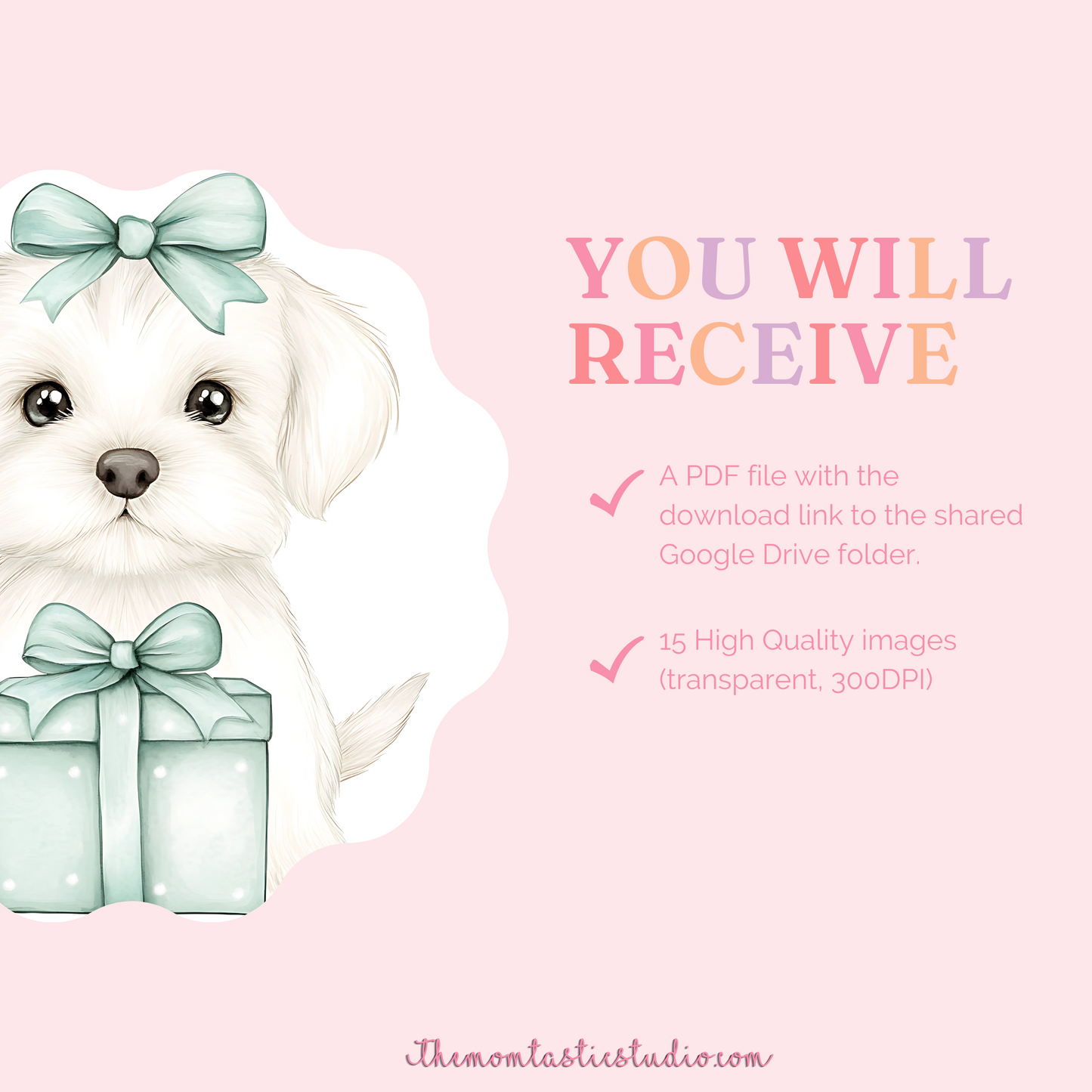 Christmas Pups Clipart Set - 300 DPI – Instant Download – Commercial Use (Transparent Files)