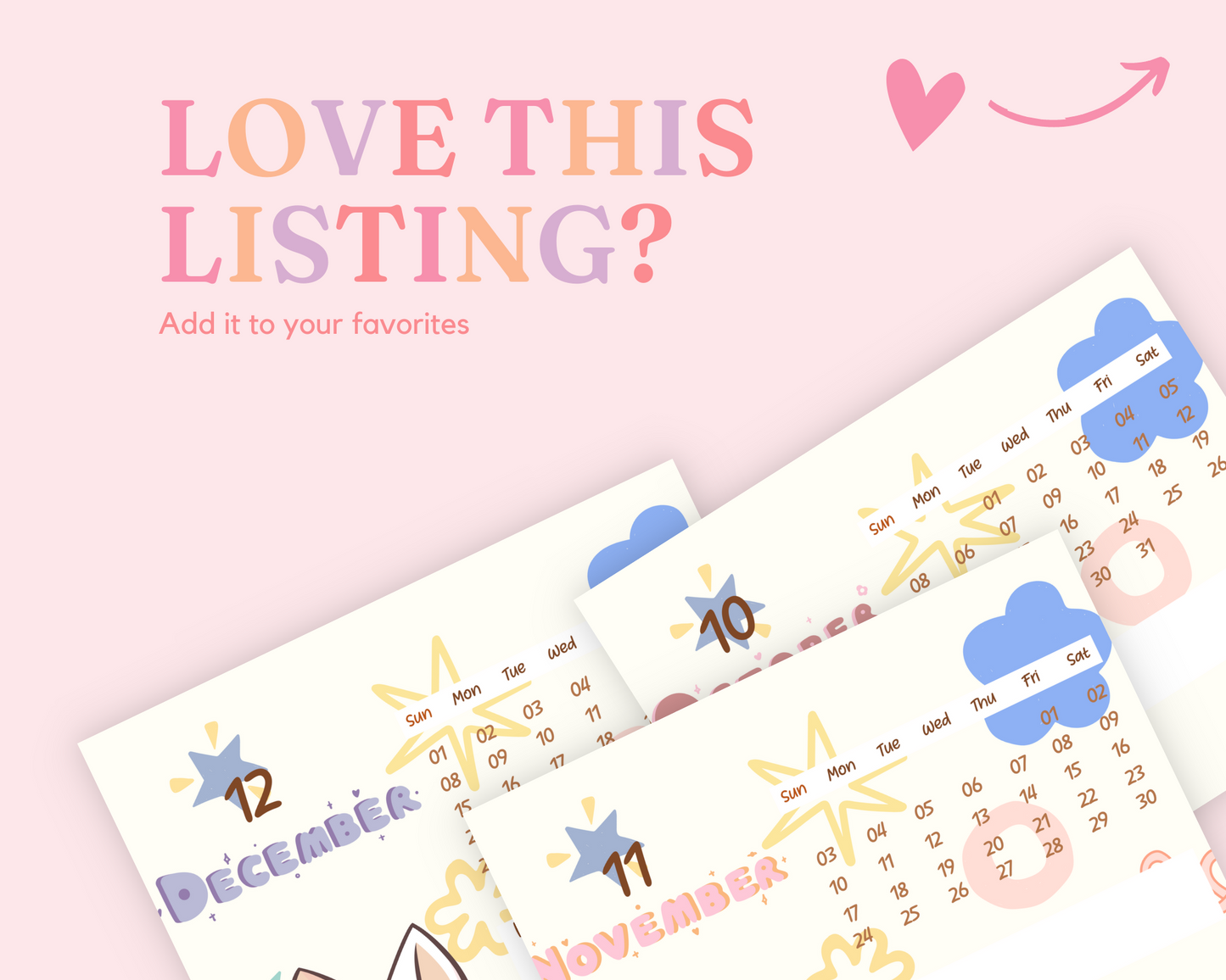 2024 Template | Kawaii Calendar Printable | Canva Editable | Commercial Use