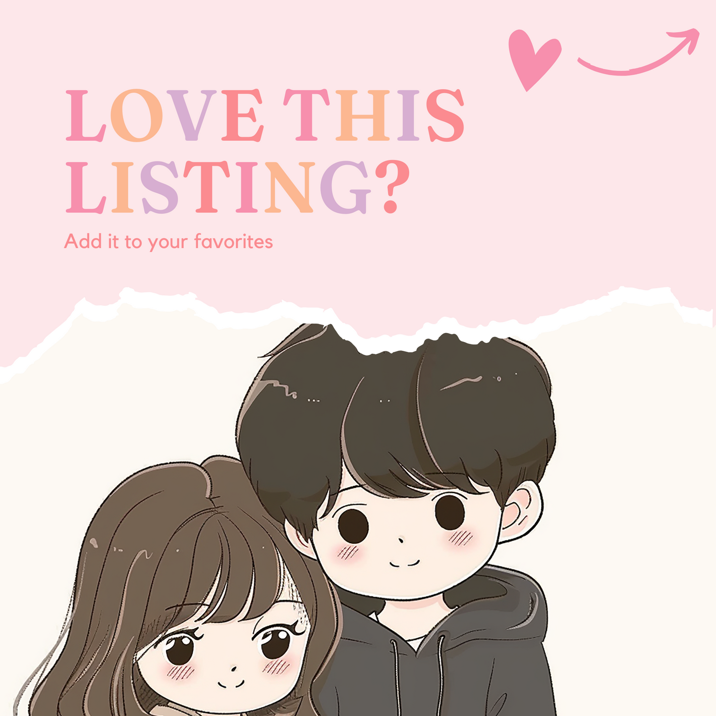 VDay Cute Chibi Couple Digital Illustration 300DPI – Instant Download – Commercial Use