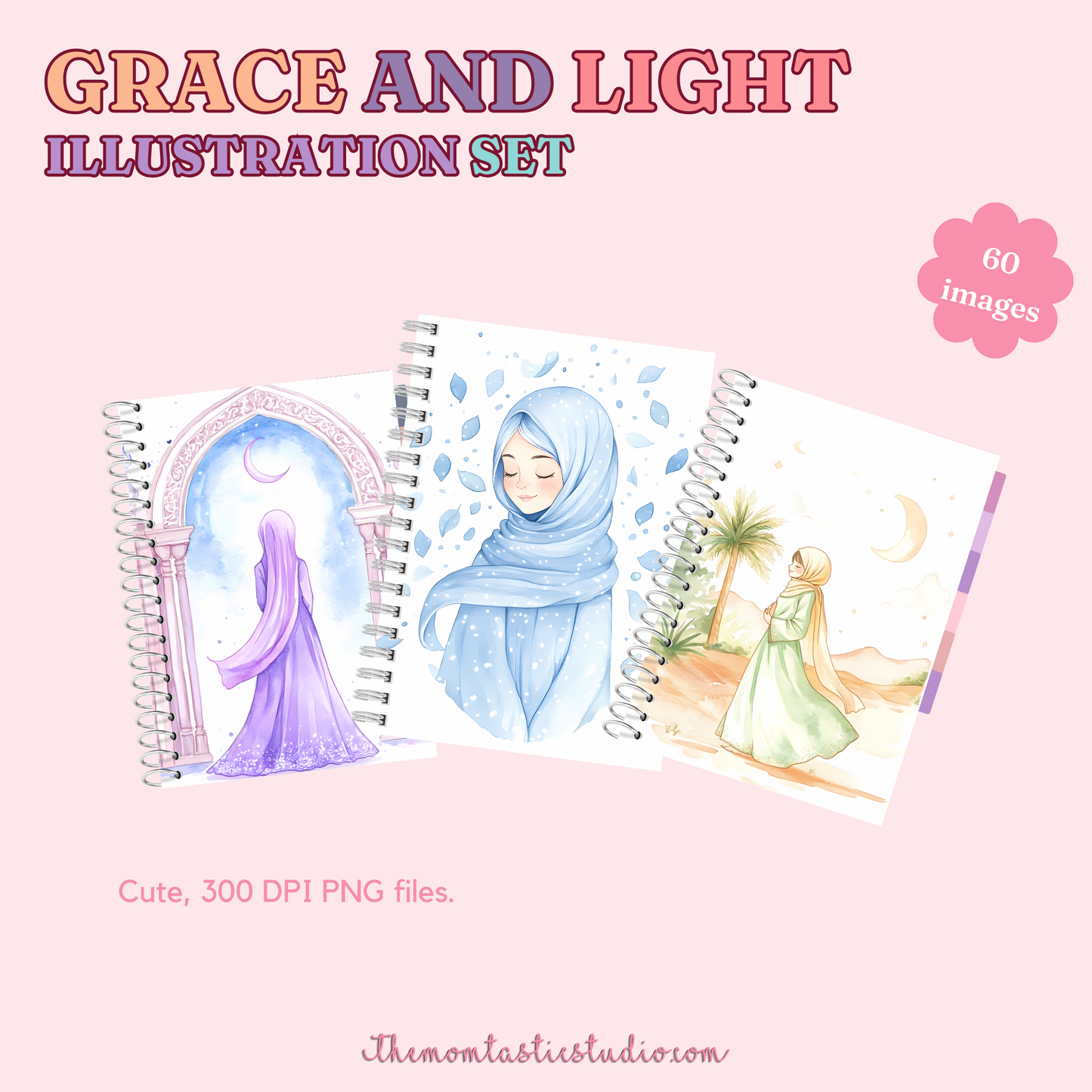 Grace and Light Illustration Set - 300 DPI – Instant Download – Commercial Use