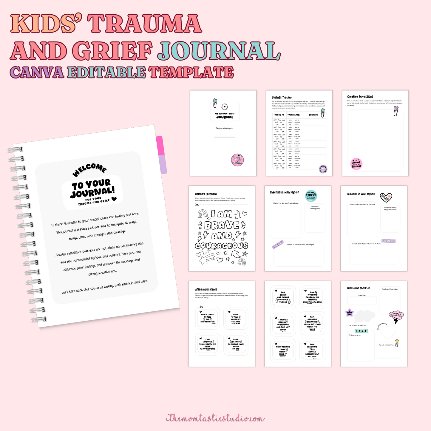 Kids Mental Health Journal Canva Editable Templates – Instant Download – Printable / Editable