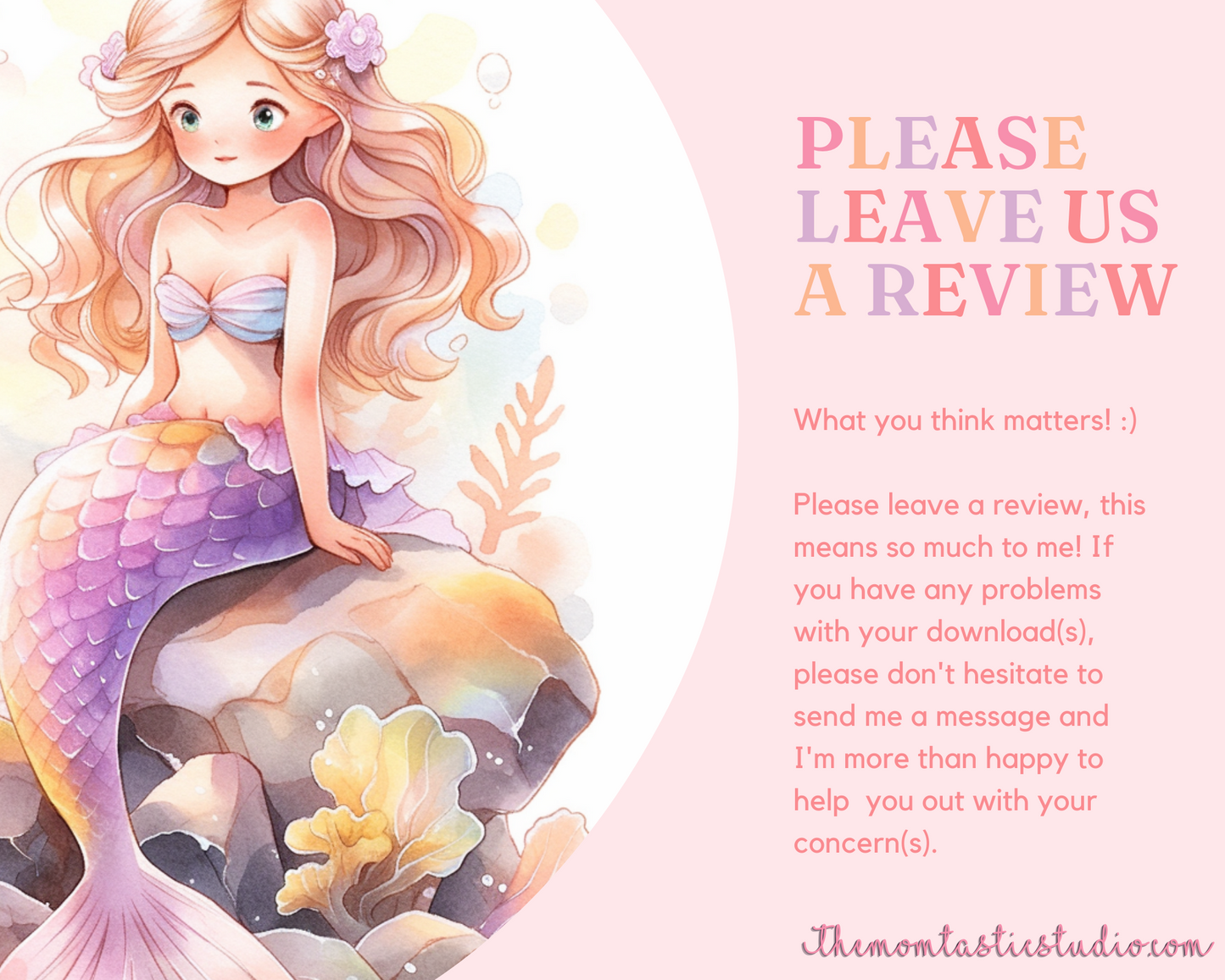 Pastel Mermaid Memo Pad / Notepad Canva Template - 3 Pages - Commercial Use