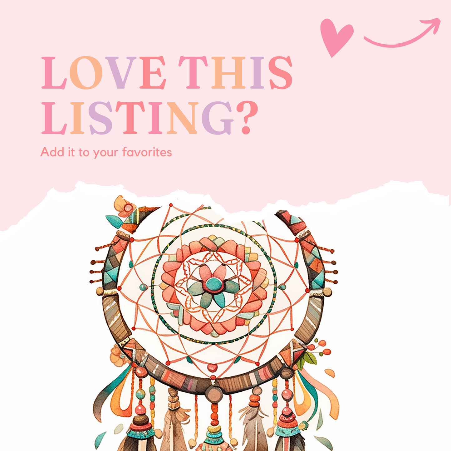 Boho Dreamcatcher Digital Illustration 300DPI – Instant Download – Commercial Use