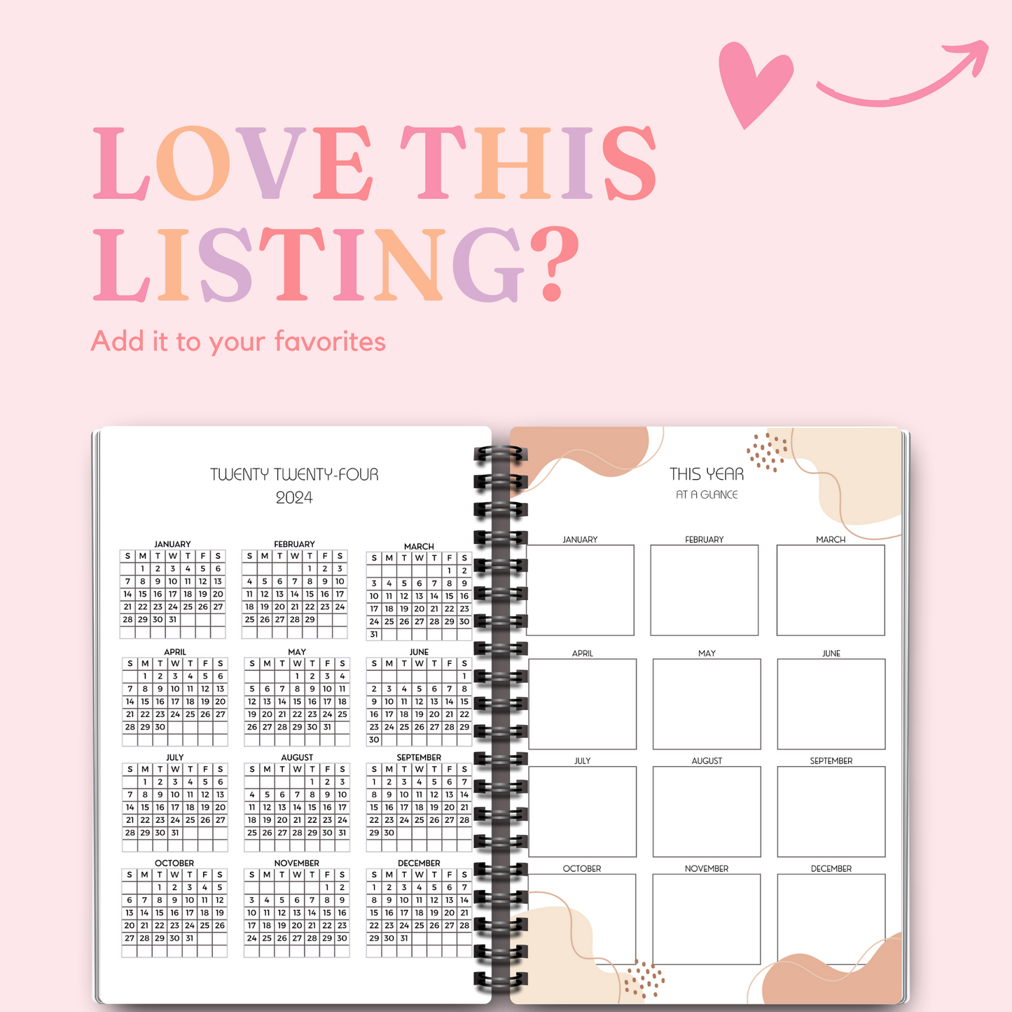 2024 Planner - Everything Happens for a Reason - Weekly Spread - Monthly View - PDF File