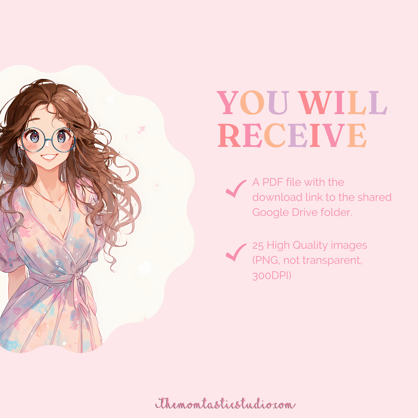 Anime Girl Aesthetic Illustration Set - 300 DPI – Instant Download – Commercial Use