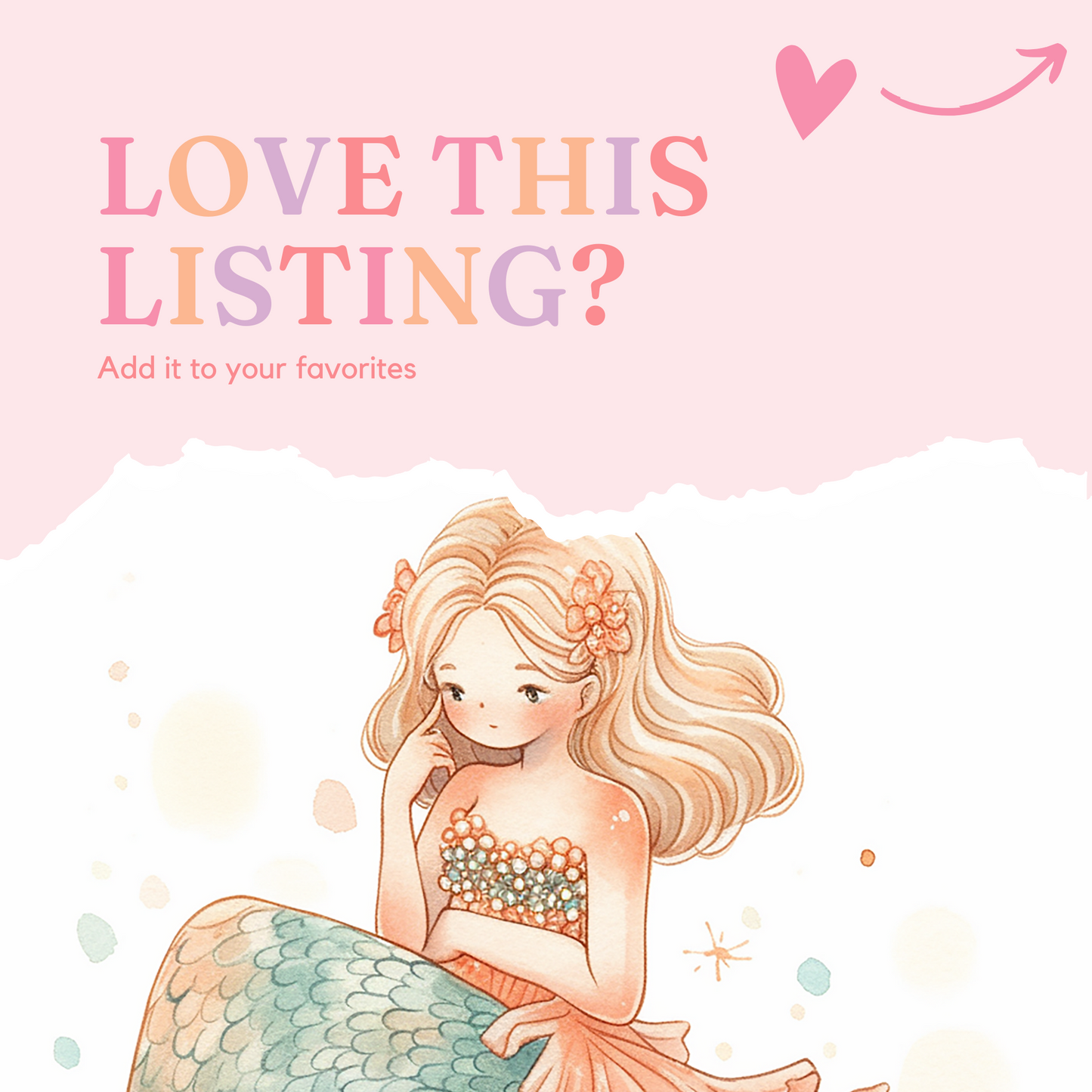 Mermaid Love Digital Illustration 300DPI – Instant Download – Commercial Use