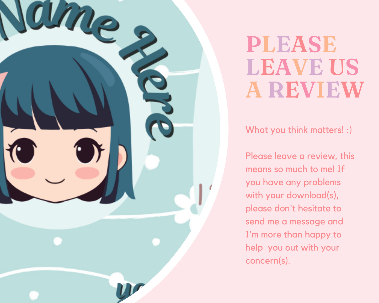 Kawaii Girls Thank You Card Canva Editable Template