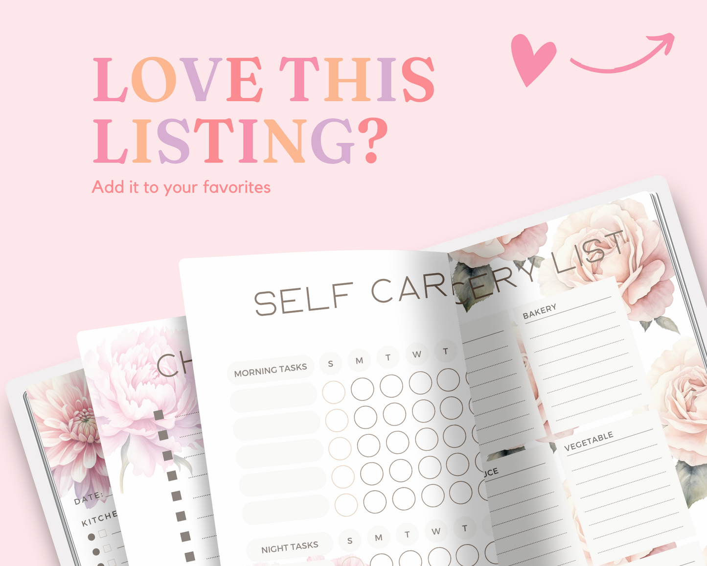 WonderMom Planner - Daily, Weekly, Monthly, Budget, Bills, Checklists, Lists, Notes, Reflections, Meal Plan, Chore Chart, Family Calendar, Shopping List Pages (Pink FloralTheme) - Canva Editable