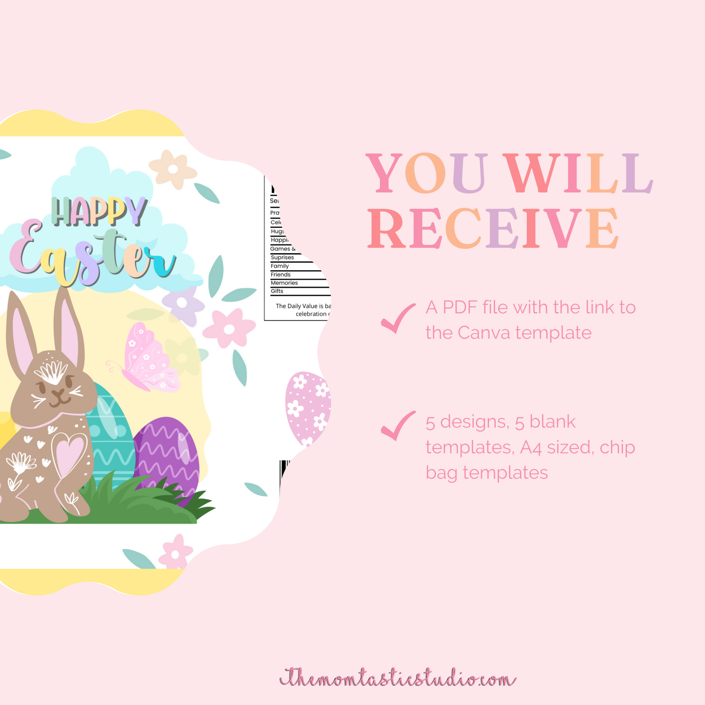 Happy Easter Chip Bag Template – A4 Size – PDF - Canva Template