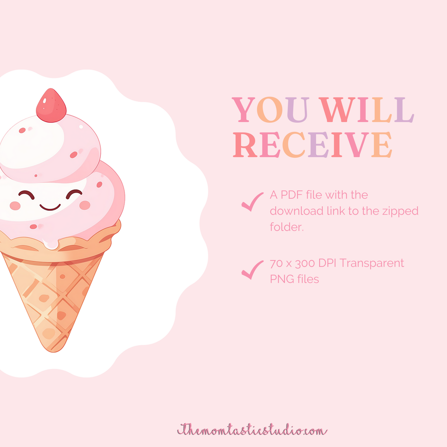 Kawaii Food Sticker Cliparts – High-Quality PNG - Transparent Background - Commercial Use