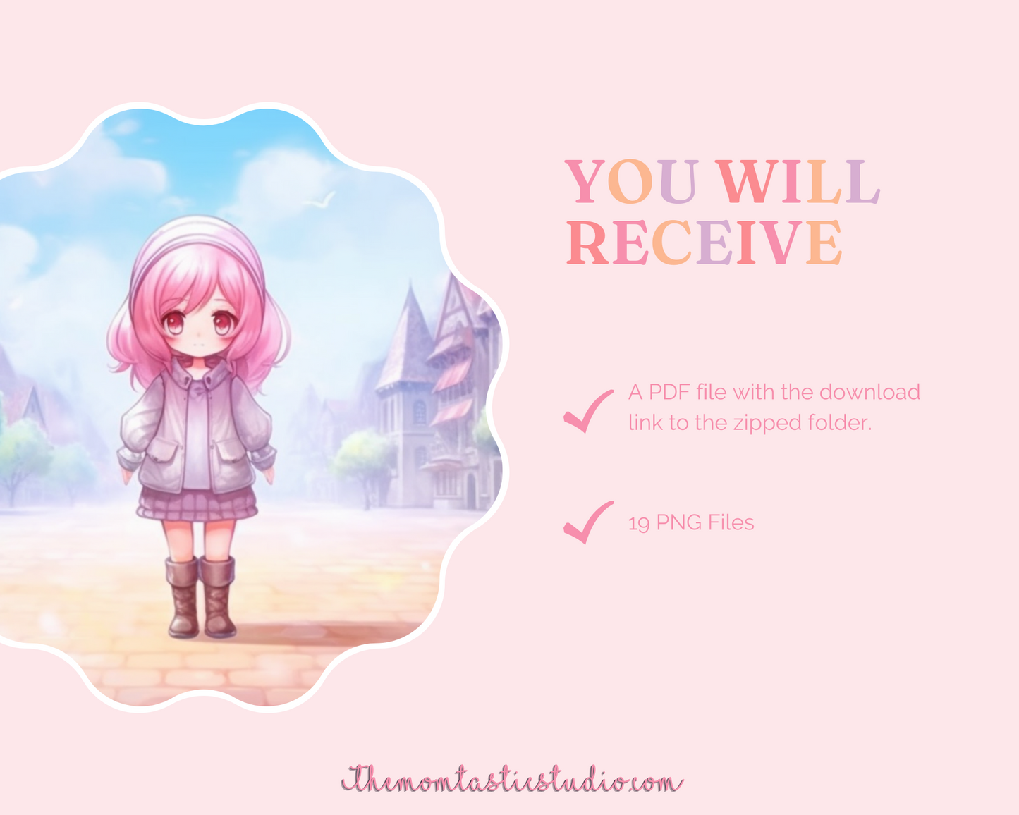 FREE Beautiful Life Chibi Girls Illustration – Commercial Use