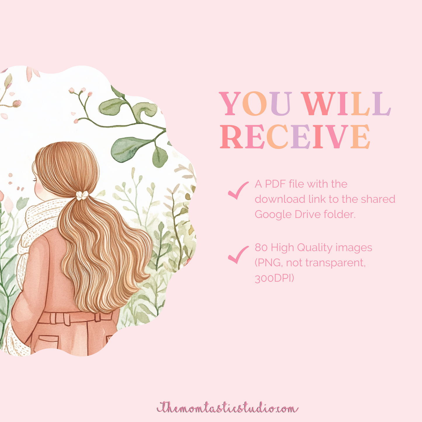 Wavy Hair and Cozy Layers Illustration Set - 300 DPI – Instant Download – Commercial Use