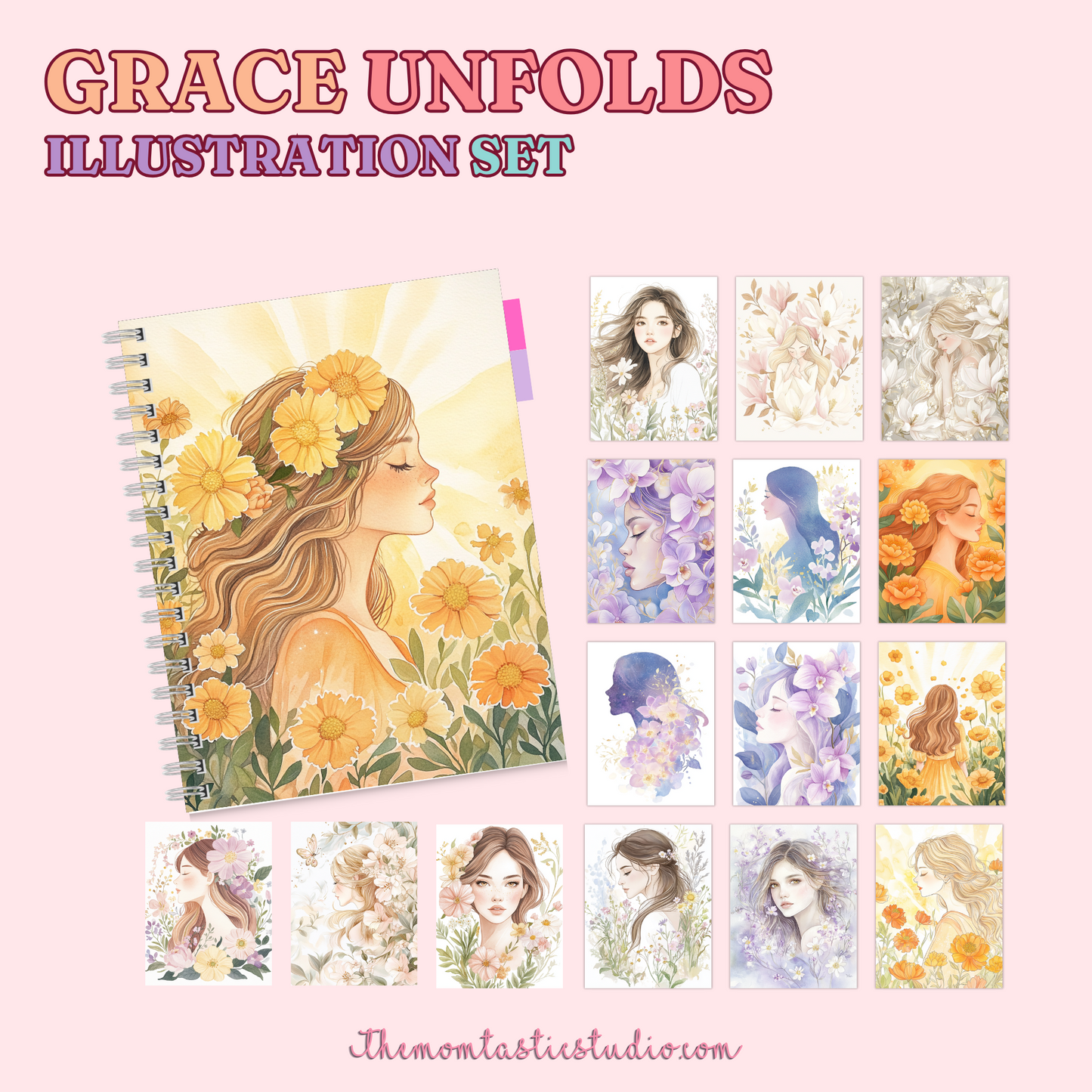 Grace Unfolds Illustration Set - 300 DPI – Instant Download – Commercial Use