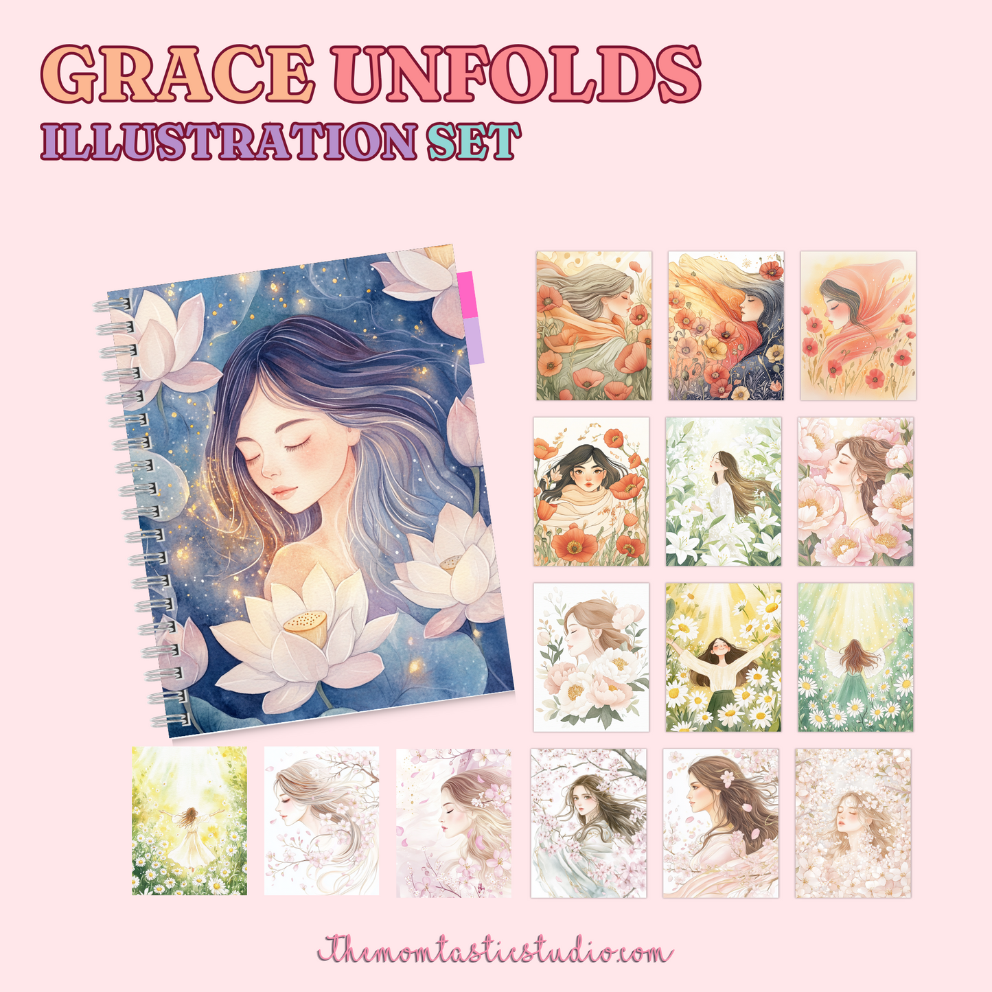 Grace Unfolds Illustration Set - 300 DPI – Instant Download – Commercial Use