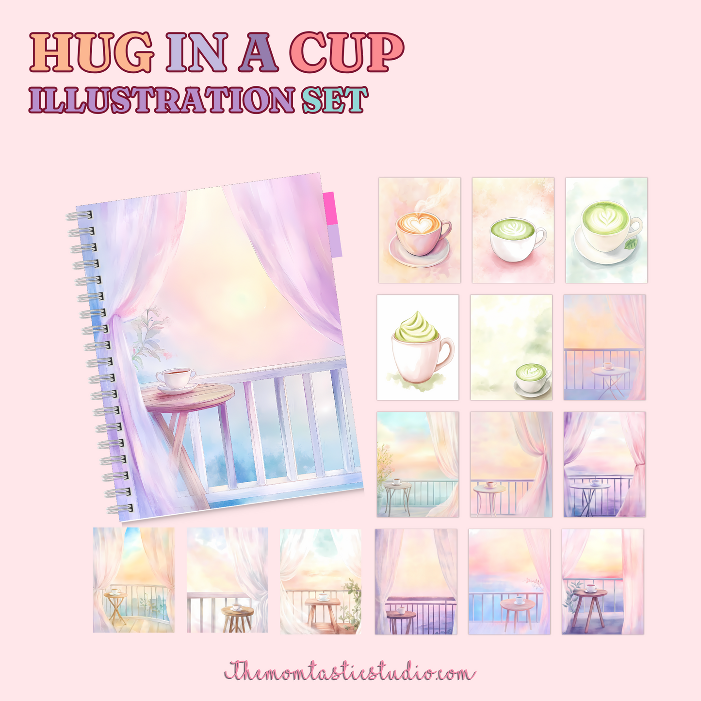 Hug in a Cup Illustration Set - 300 DPI – Instant Download – Commercial Use