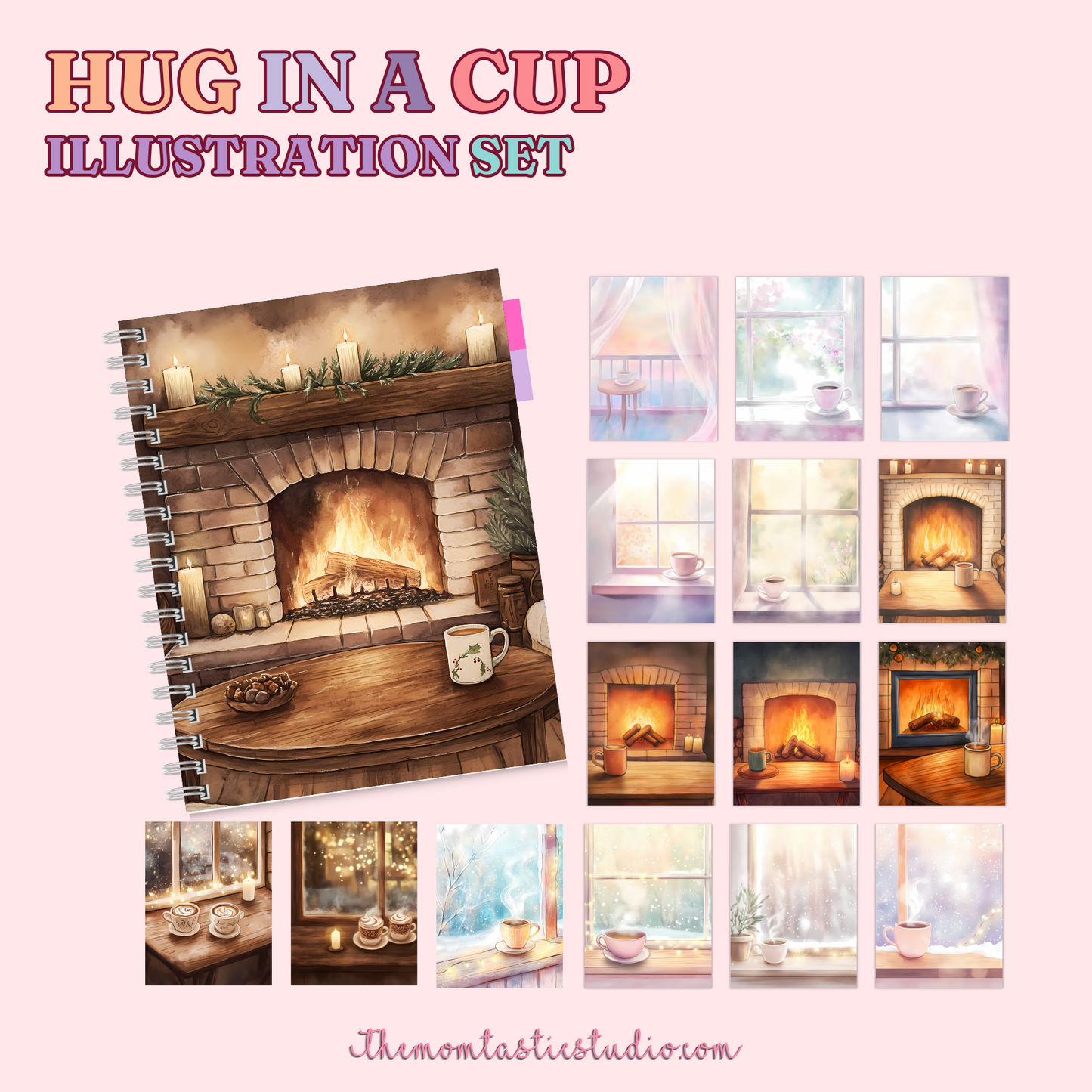 Hug in a Cup Illustration Set - 300 DPI – Instant Download – Commercial Use