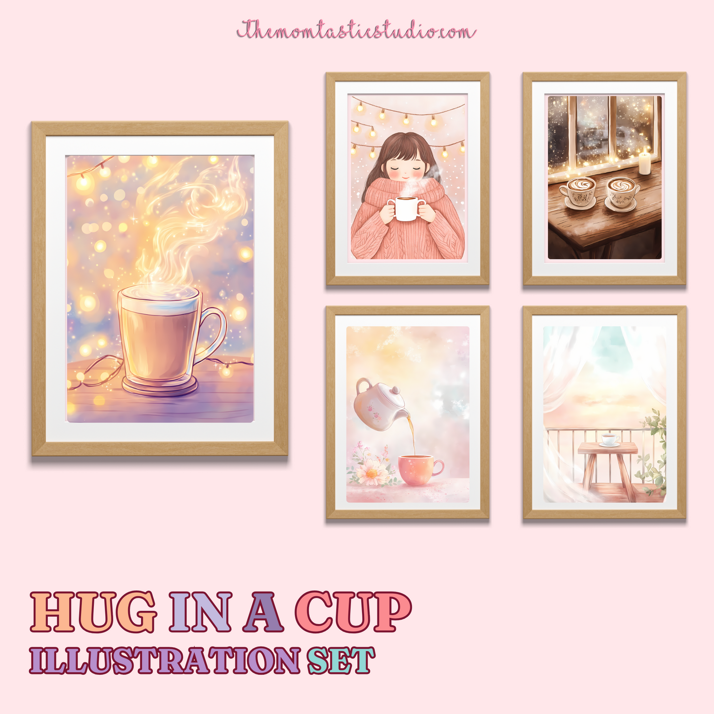 Hug in a Cup Illustration Set - 300 DPI – Instant Download – Commercial Use