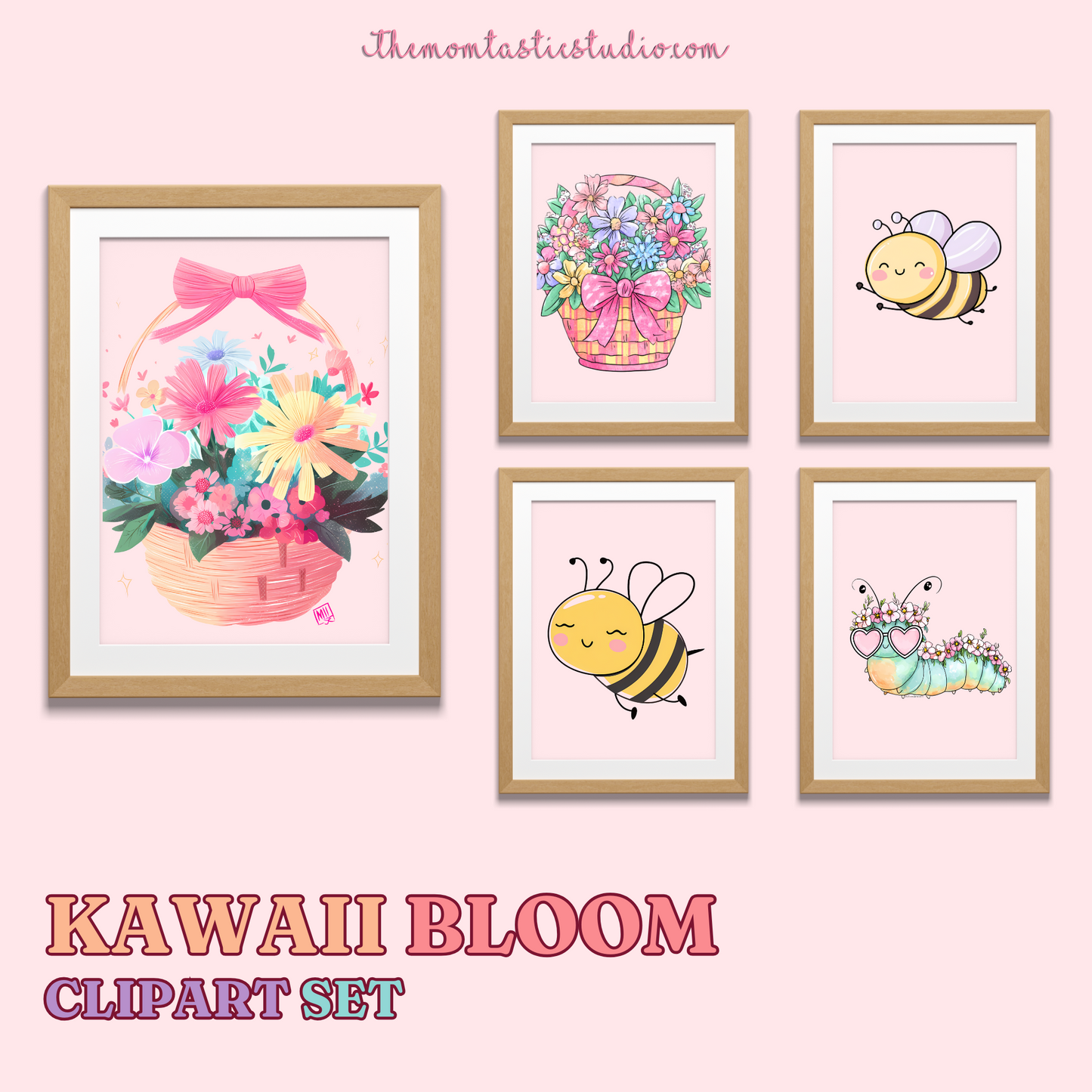 Kawaii Bloom Clipart Set – Instant Download – 300 DPI - Commercial Use (Transparent PNG)