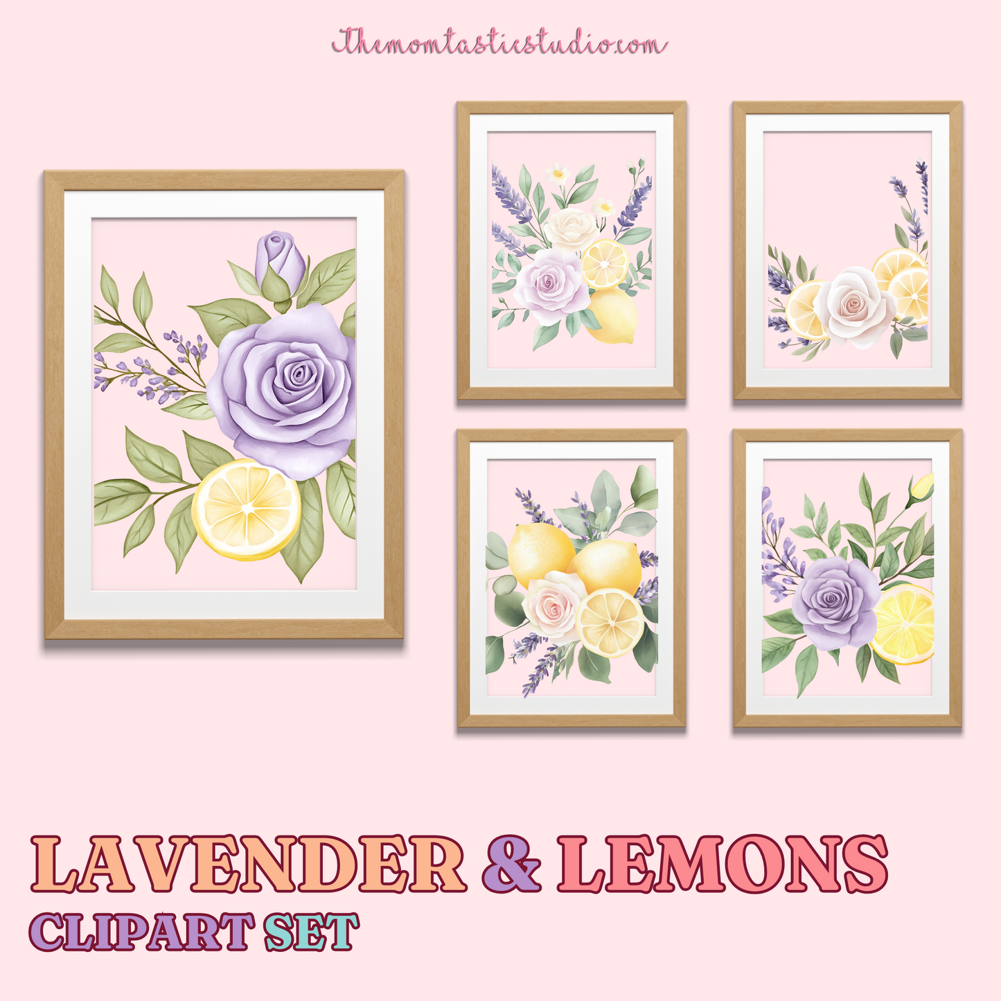 Lavender & Lemons Clipart Set – Instant Download – 300 DPI - Commercial Use