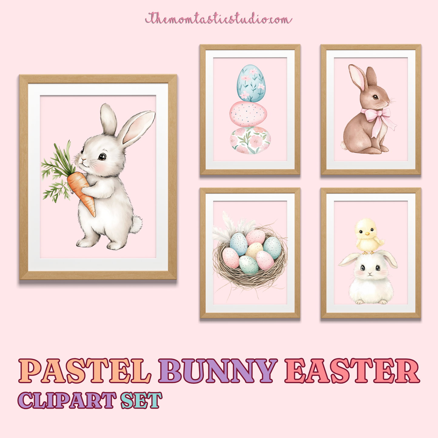 Pastel Bunny Easter Clipart Set – Instant Download – 300 DPI - Commercial Use