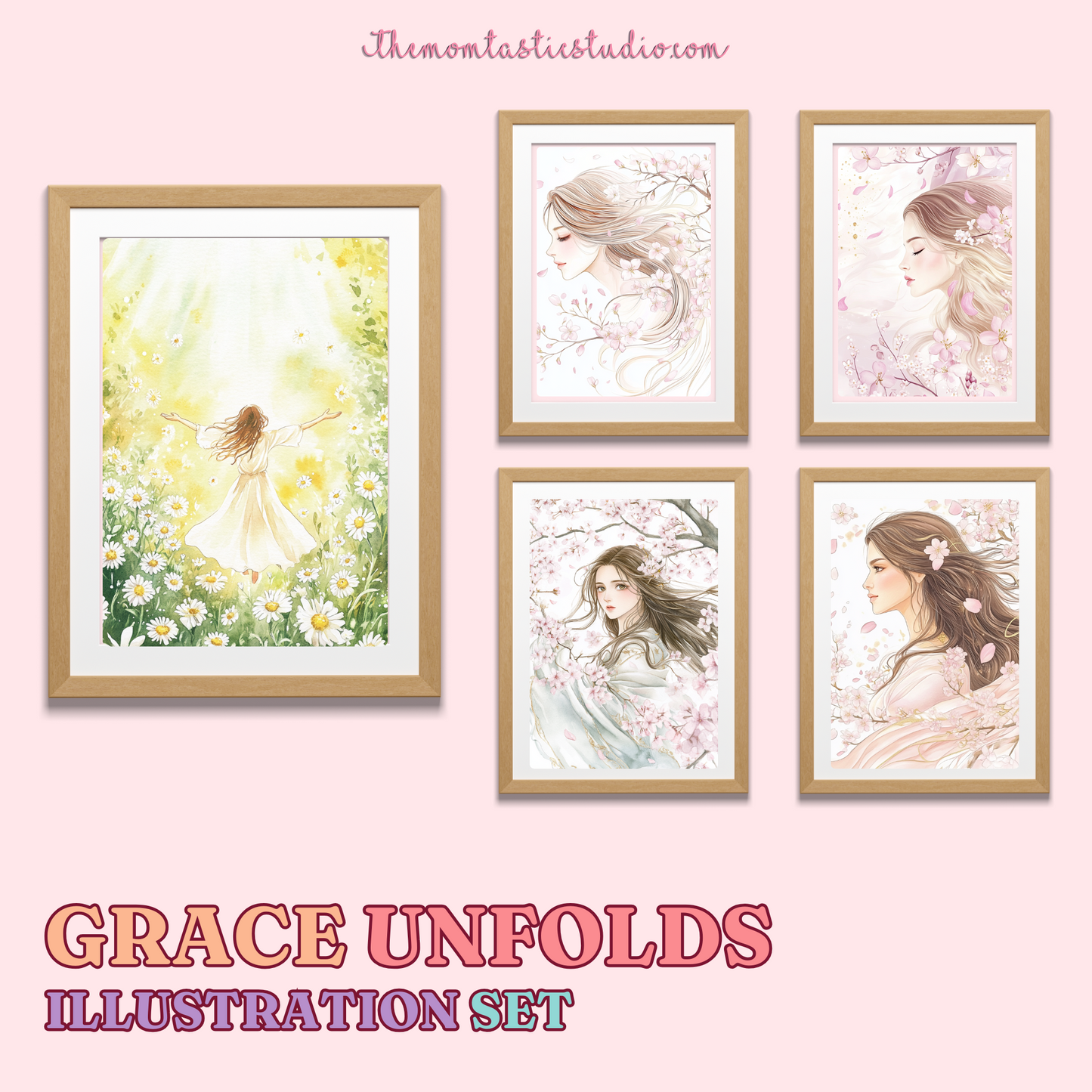 Grace Unfolds Illustration Set - 300 DPI – Instant Download – Commercial Use