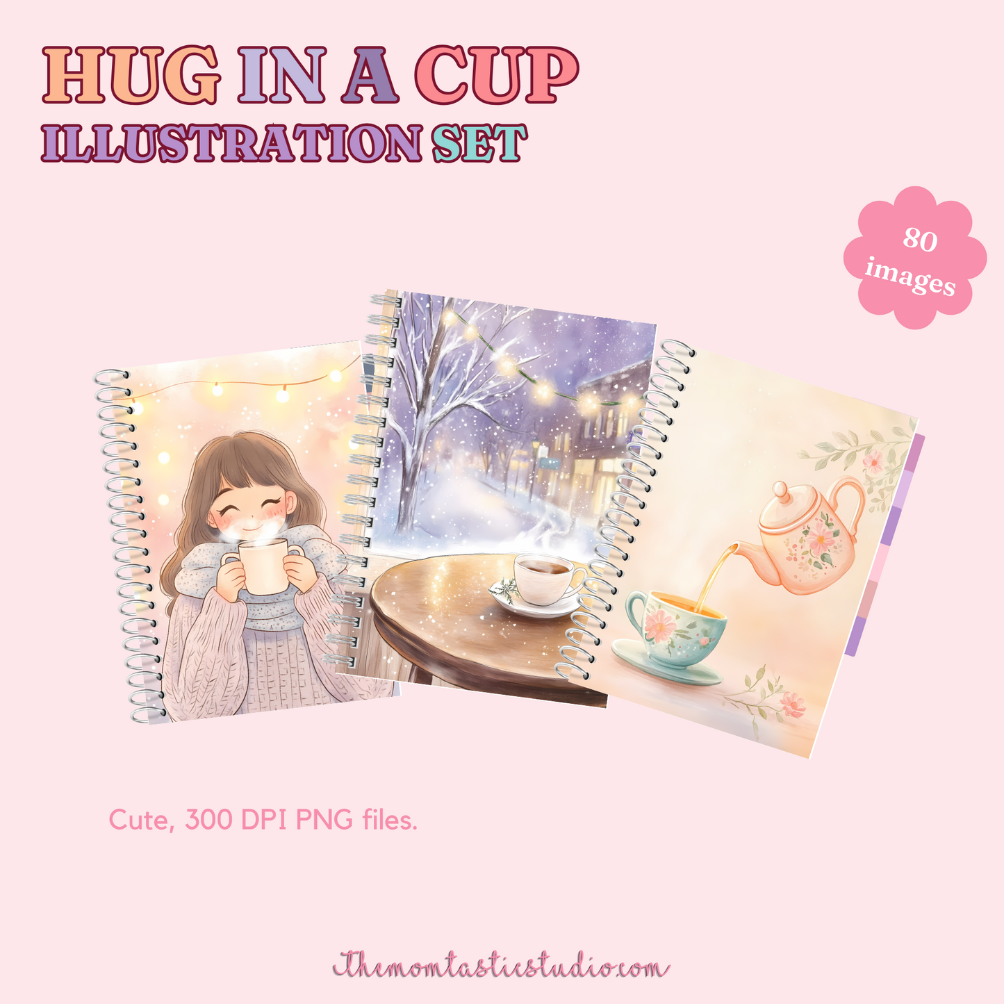 Hug in a Cup Illustration Set - 300 DPI – Instant Download – Commercial Use